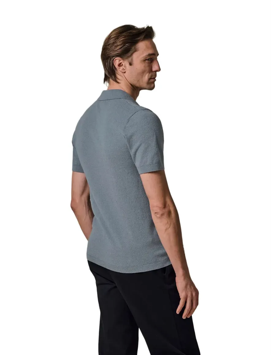 Profuomo v-hals polo blauw