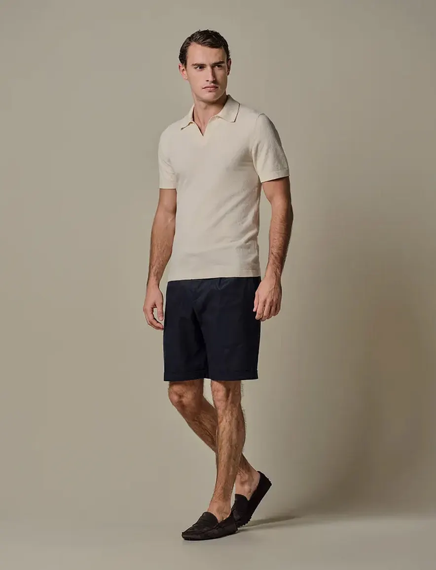 Profuomo poloshirt creme v-hals katoen