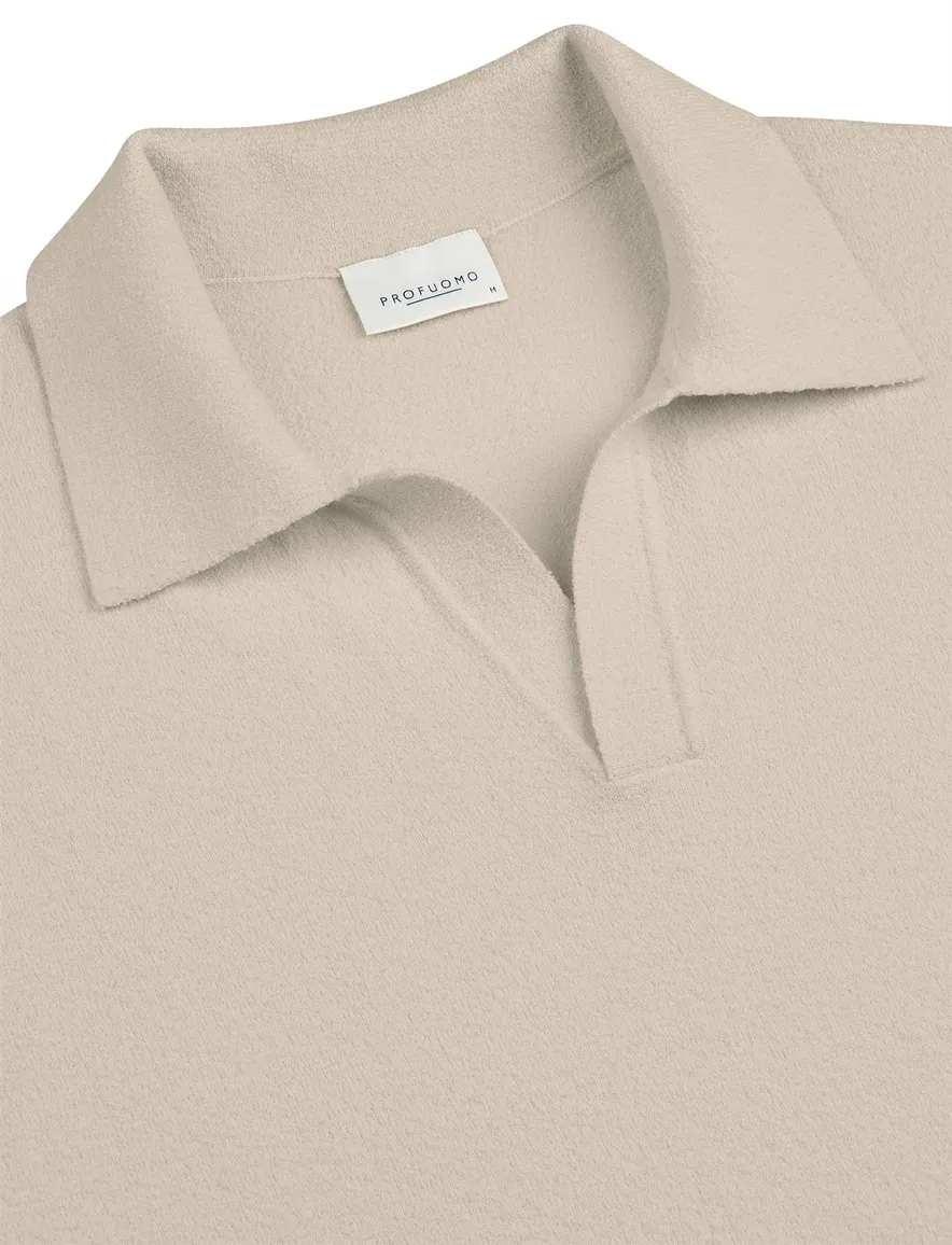 Profuomo poloshirt creme v-hals katoen