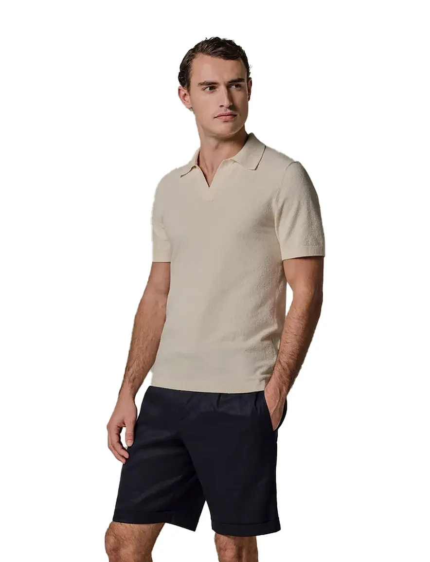 Profuomo poloshirt creme v-hals katoen