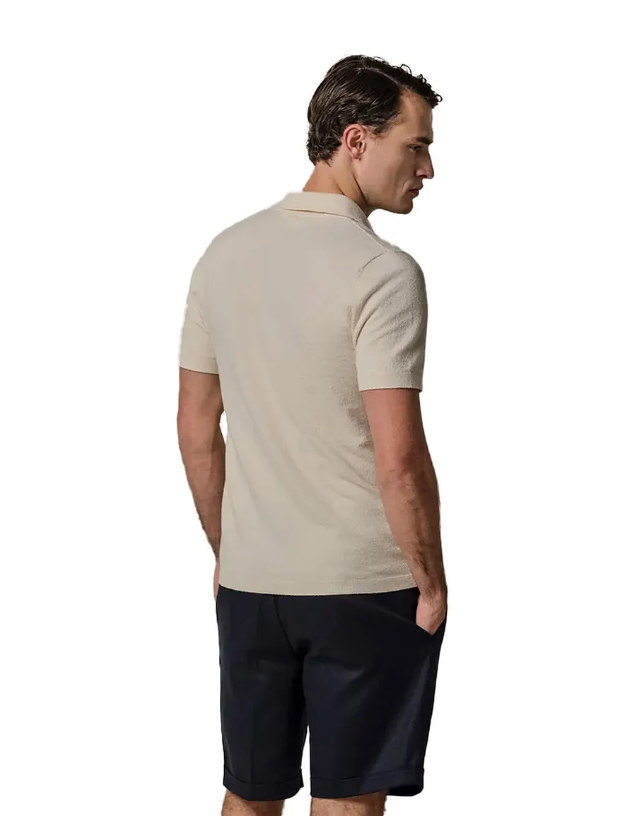 Profuomo poloshirt creme v-hals katoen