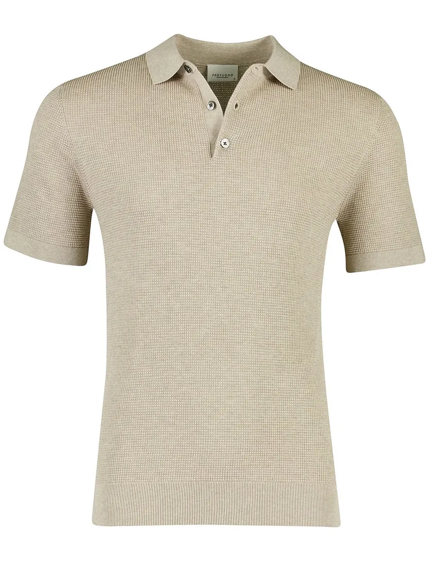 Profuomo Poloshirt beige structuur