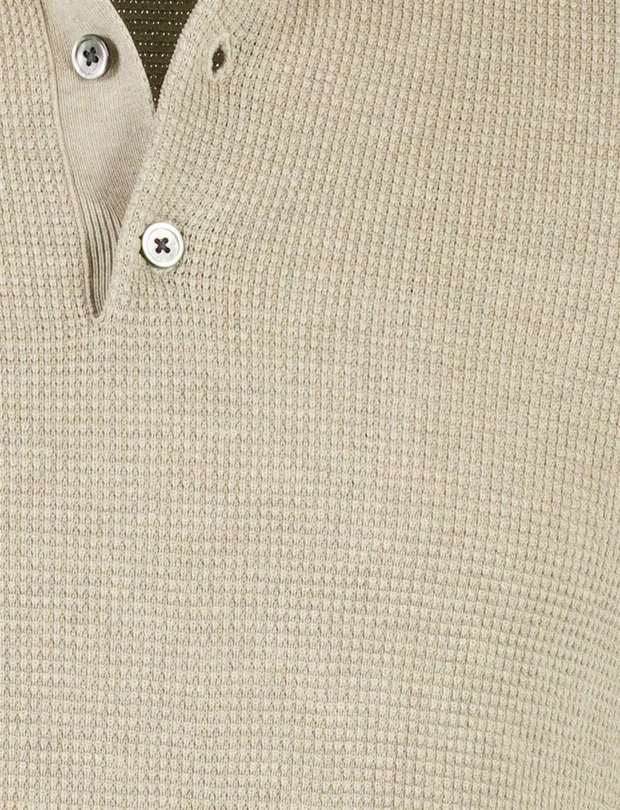 Profuomo Poloshirt beige structuur