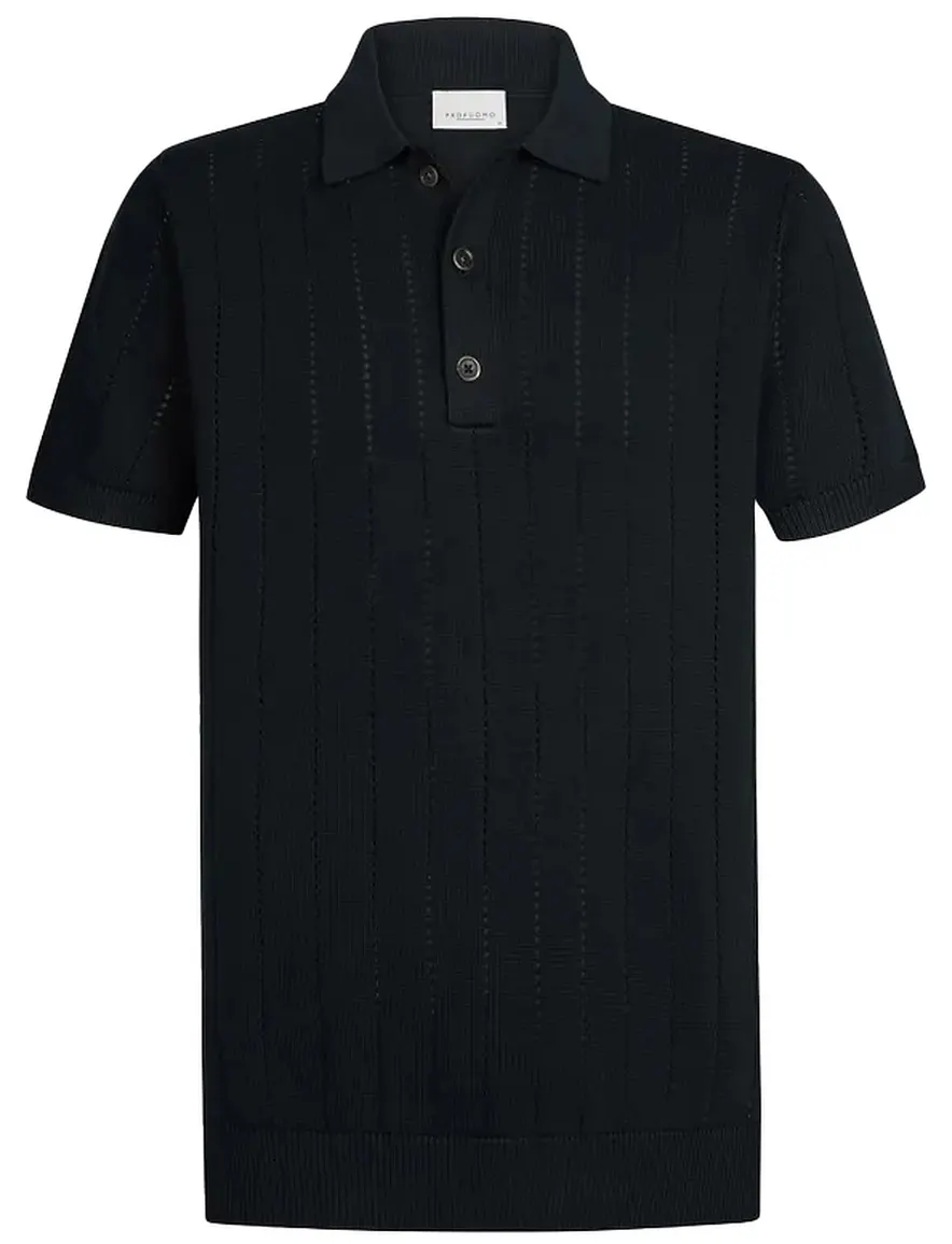 Profuomo poloshirt navy effen met structuur