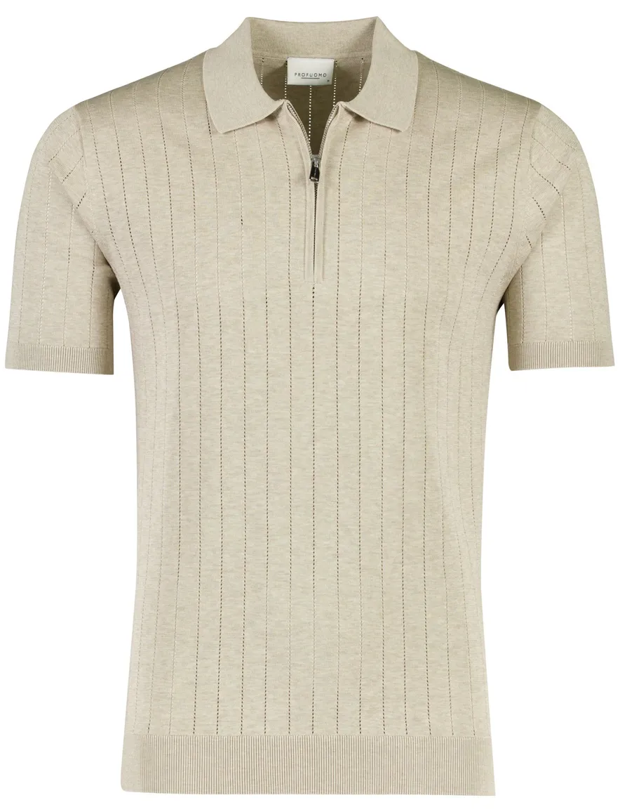 Profuomo polo met rits beige