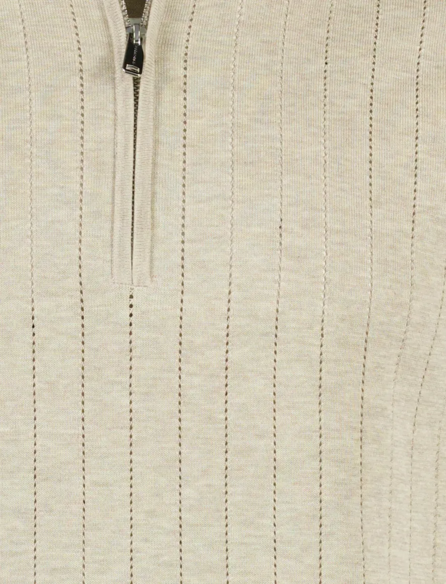 Profuomo polo met structuur en rits beige