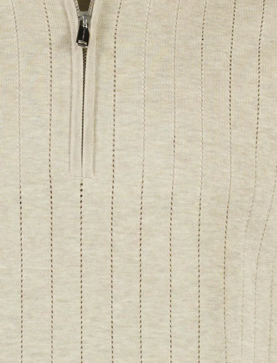 Profuomo polo met structuur en rits beige