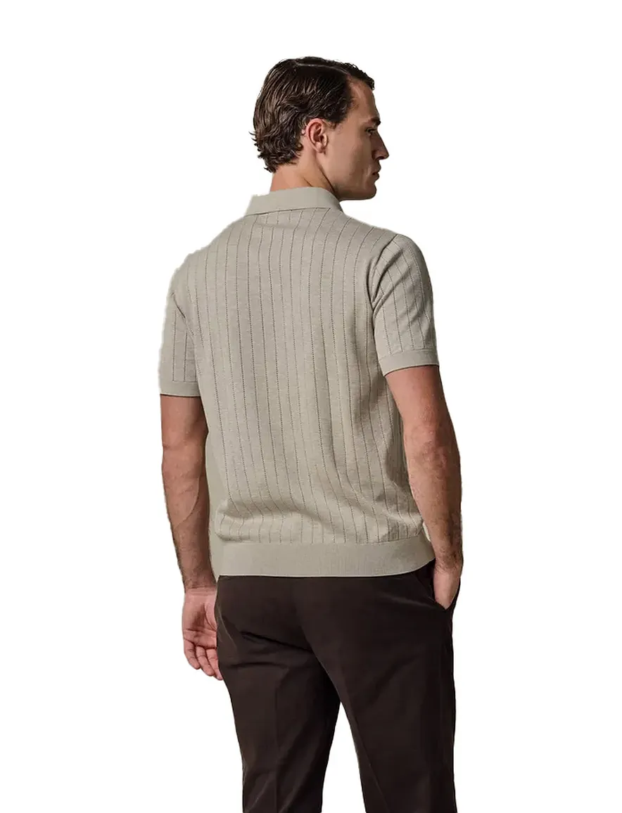 Profuomo polo met structuur en rits beige