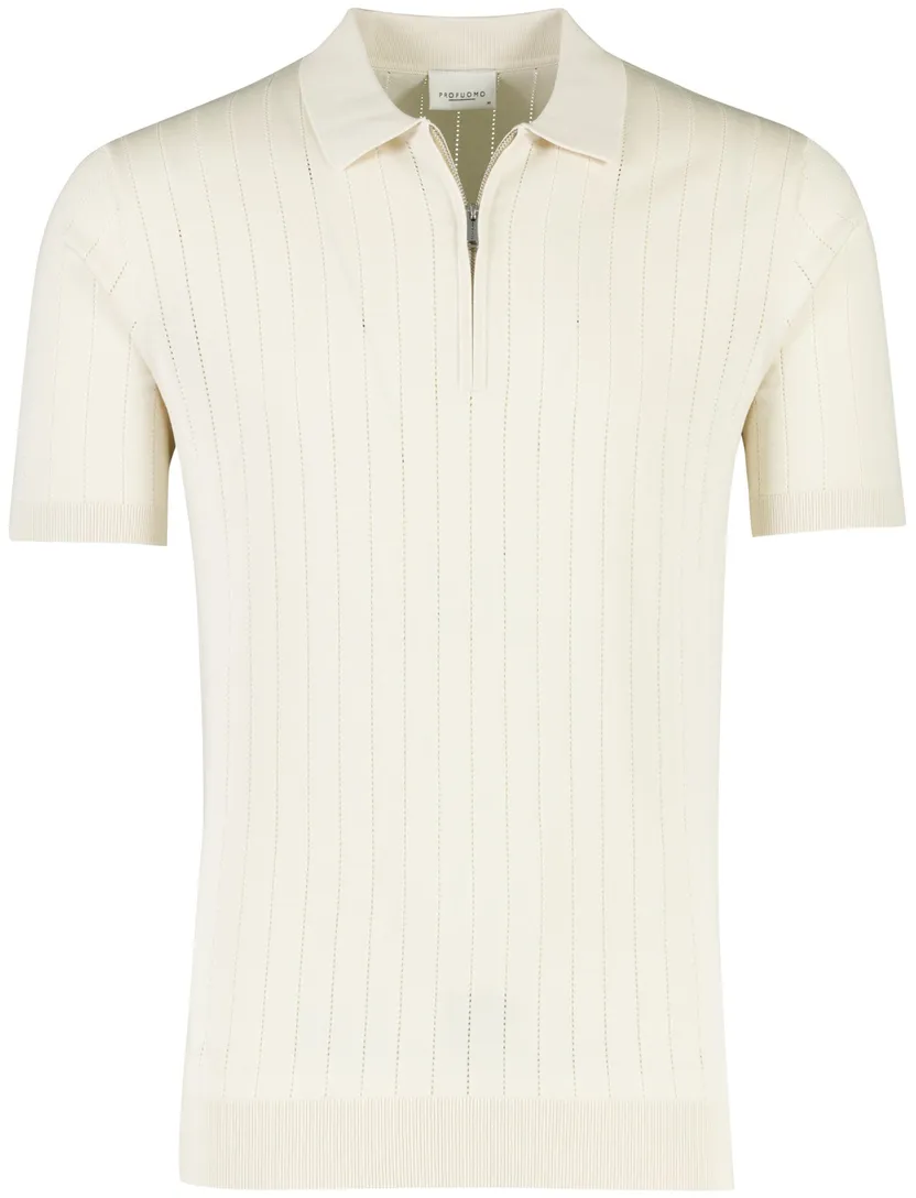 Poloshirt met rits Profuomo normale fit creme