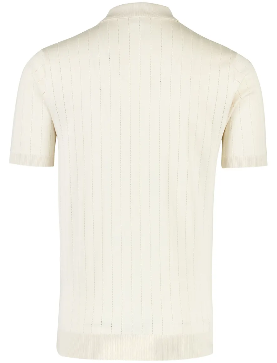 Creme profuomo polo met rits normale fit