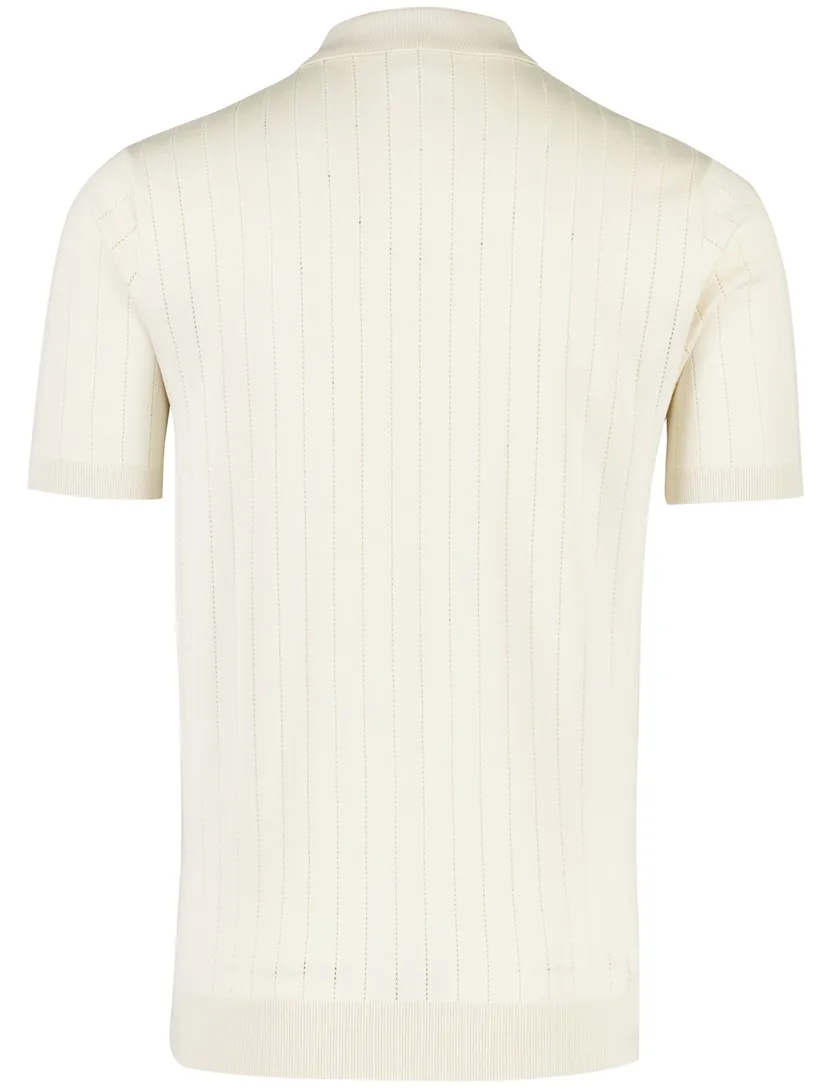 Poloshirt met rits Profuomo normale fit creme