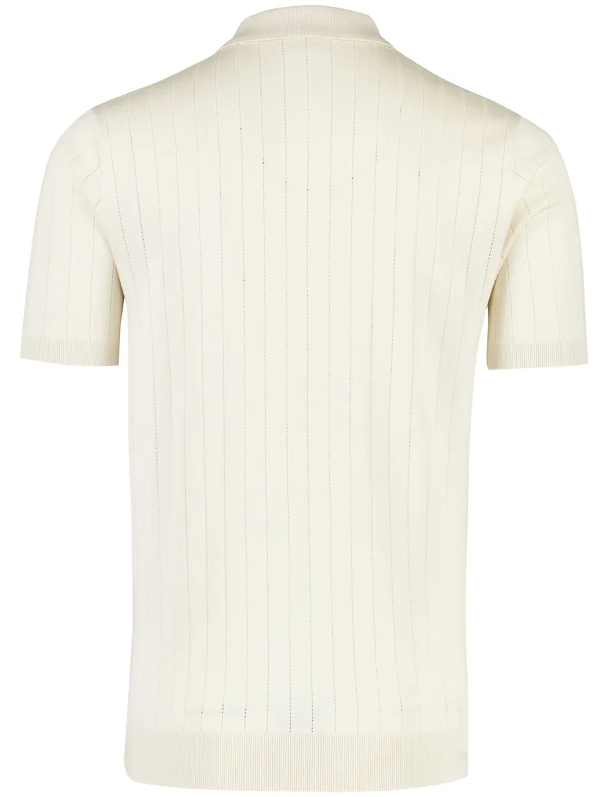 Profuomo polo met rits creme met structuur