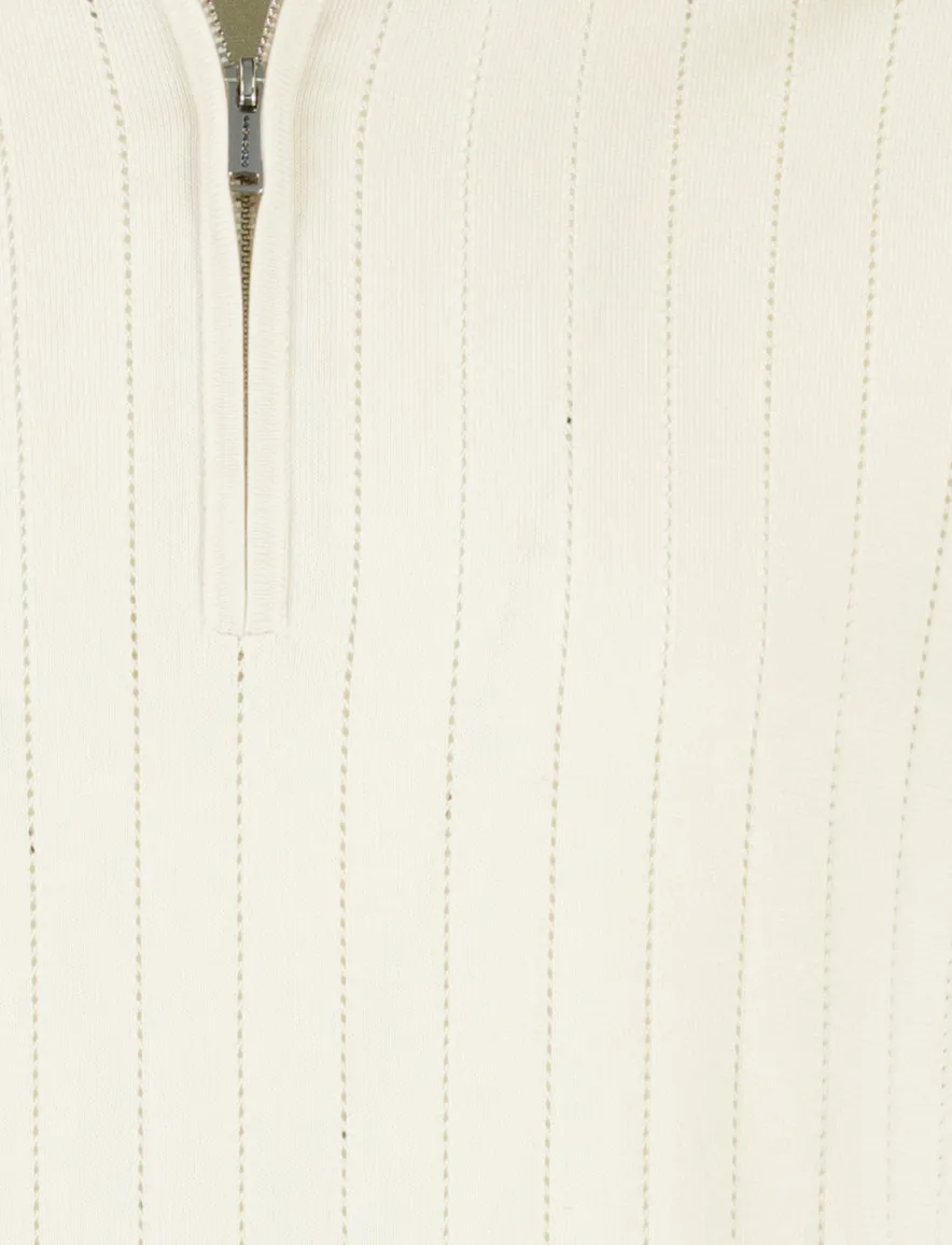 Profuomo polo met rits creme met structuur