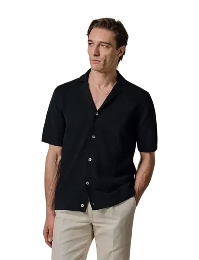 Profuomo Profuomo doorknoop polo donkerblauw katoen