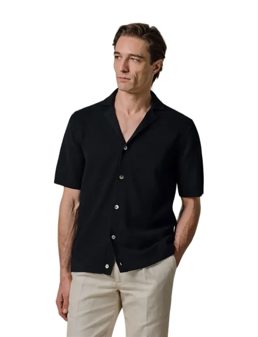Profuomo overhemd navy effen