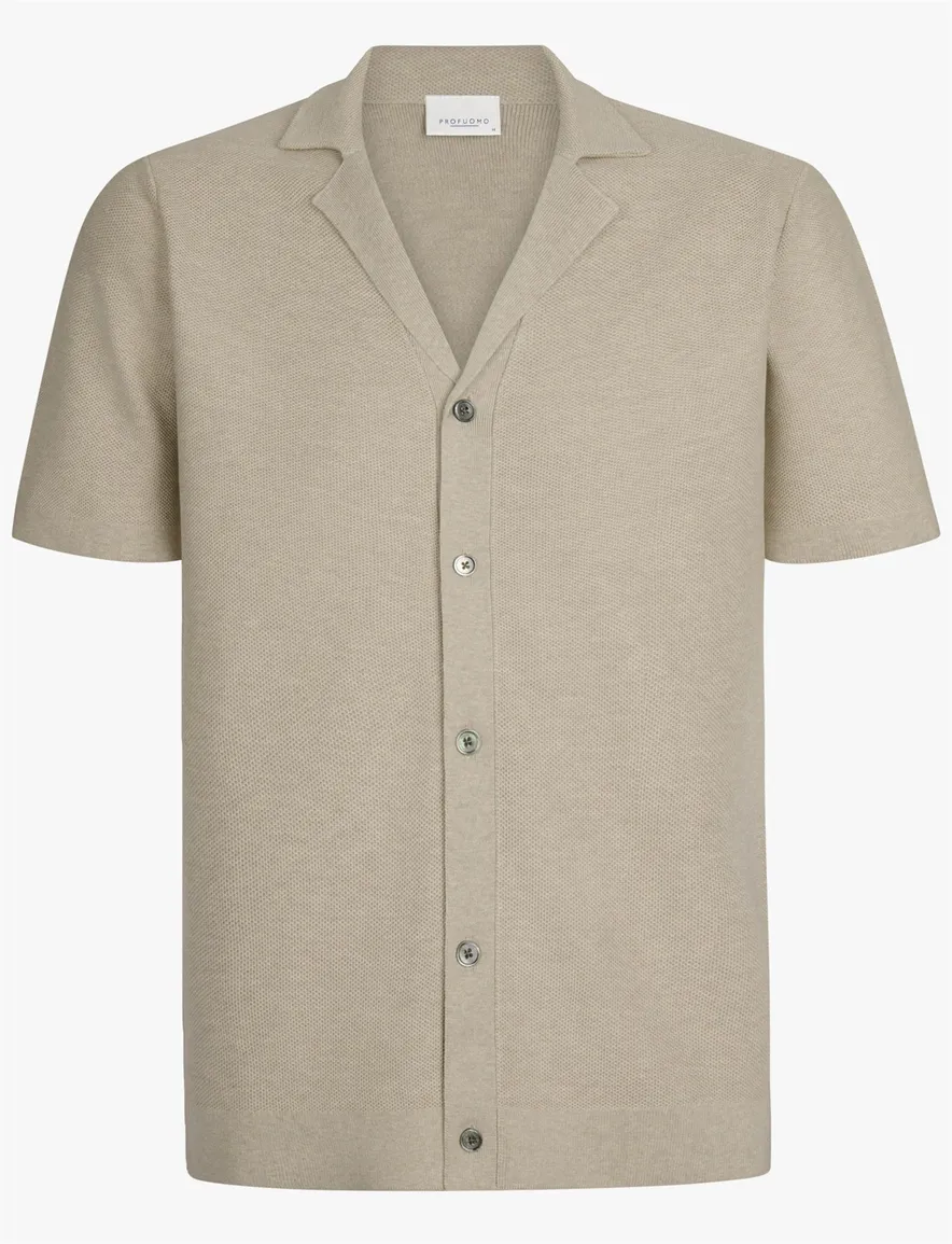 Profuomo knitted doorknoop polo beige