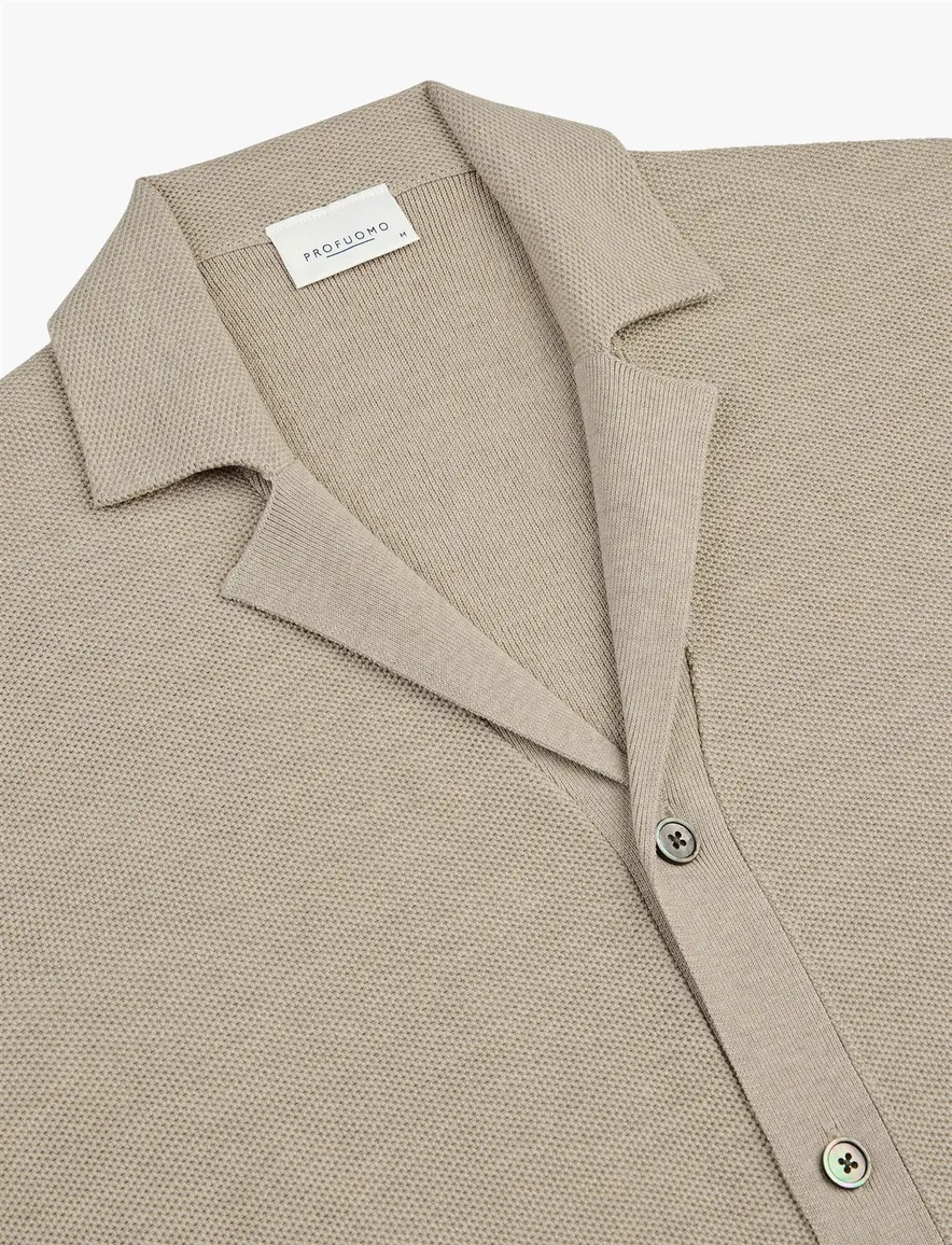 Profuomo korte mouw overhemd beige