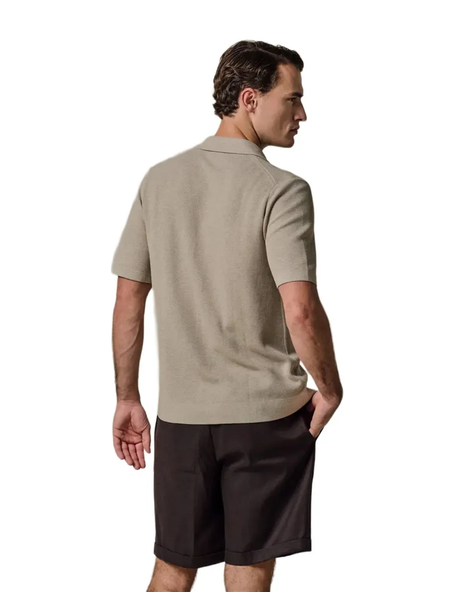 Profuomo korte mouw overhemd beige