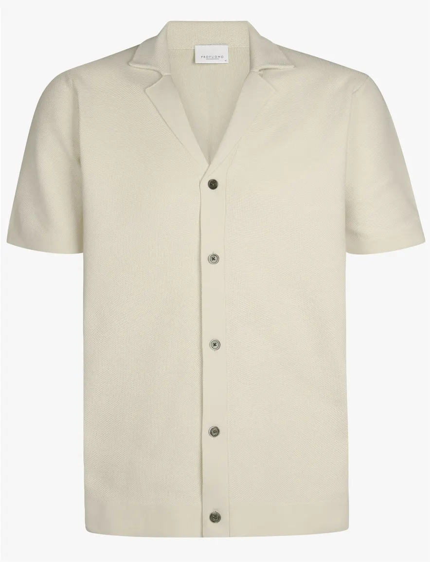 Profuomo korte mouw overhemd creme