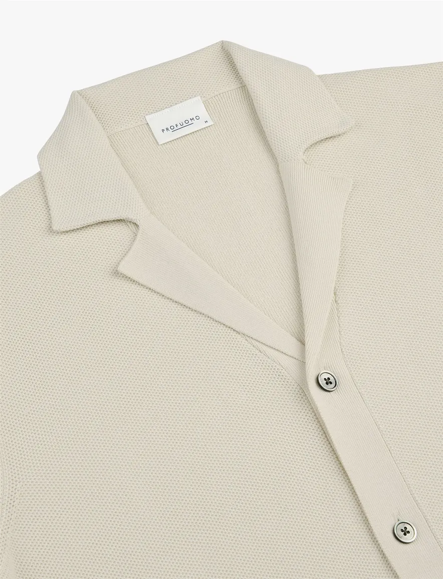 Profuomo korte mouw overhemd creme