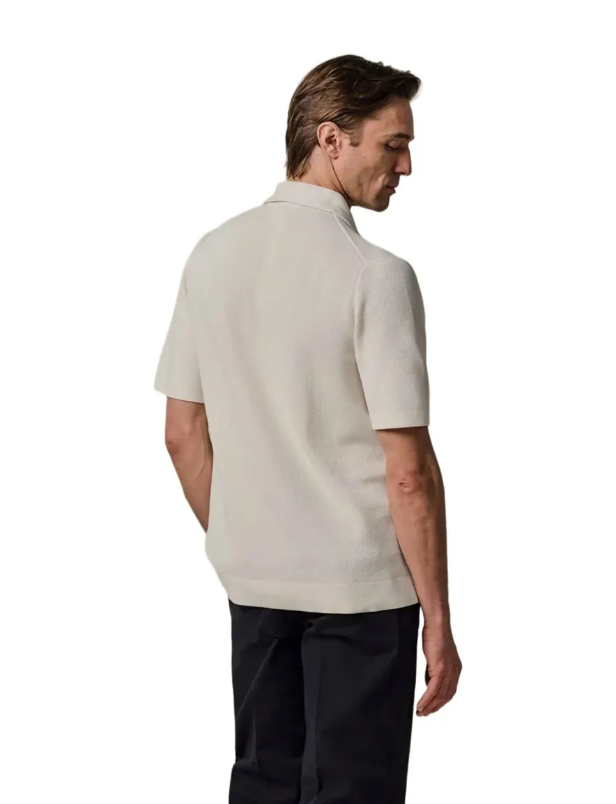 Profuomo korte mouw overhemd creme
