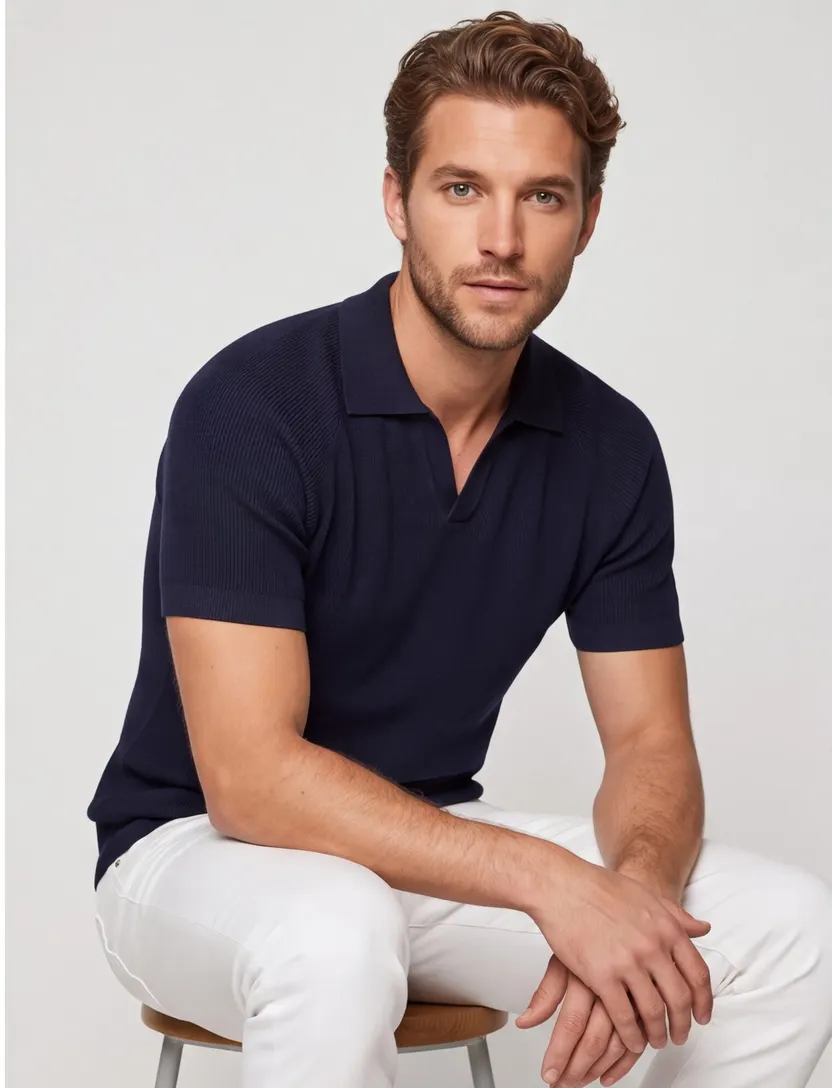 Poloshirt profuomo normale fit donkerblauw
