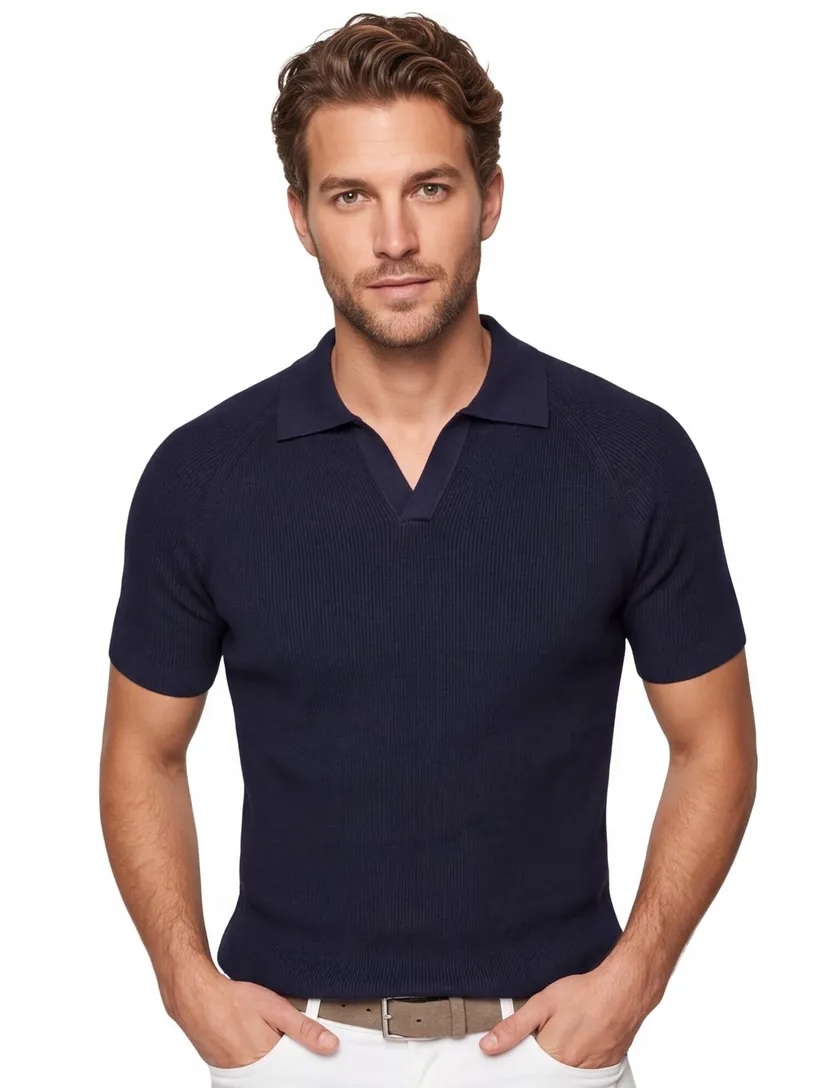 Poloshirt profuomo normale fit donkerblauw
