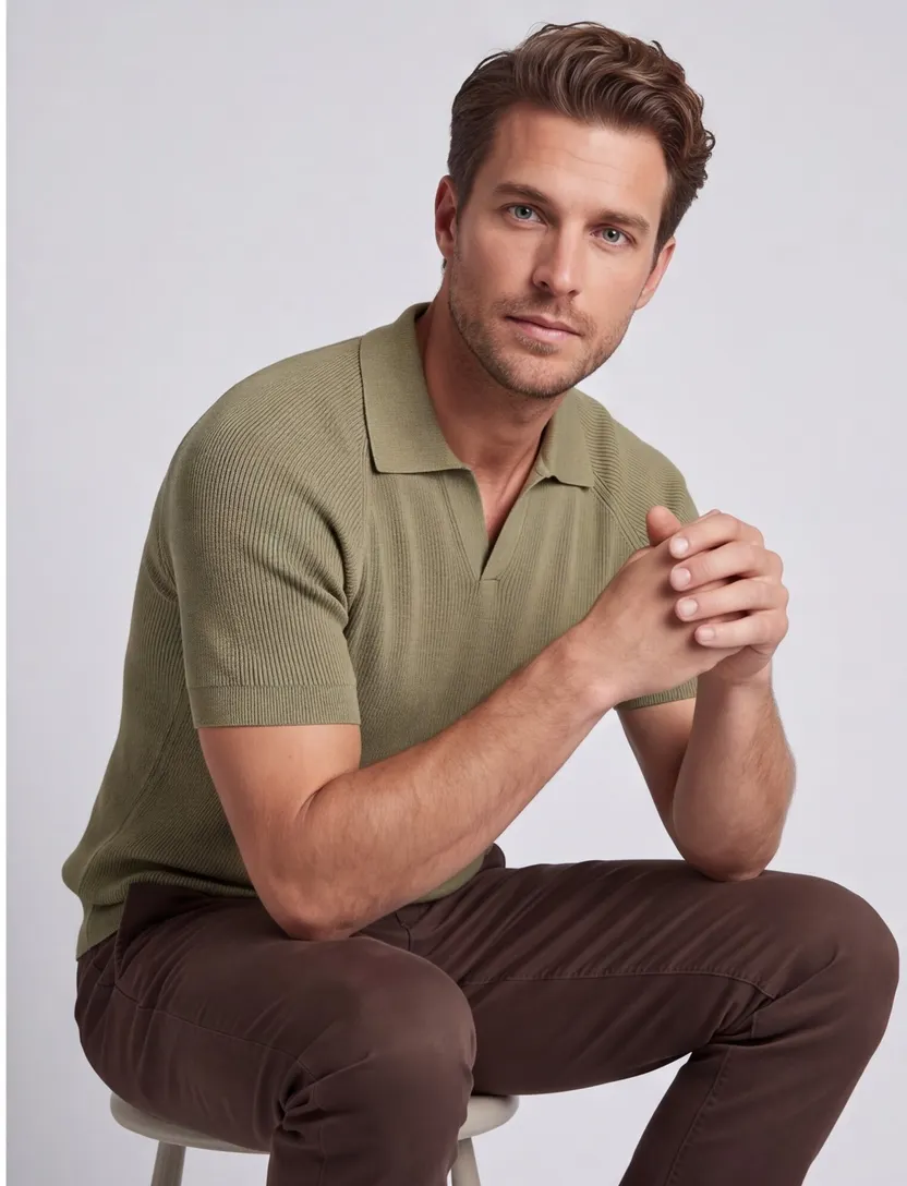 Poloshirt groen profuomo knitted normale fit