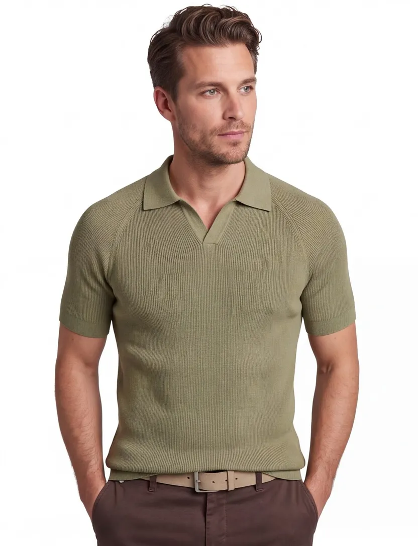 Poloshirt groen profuomo knitted normale fit