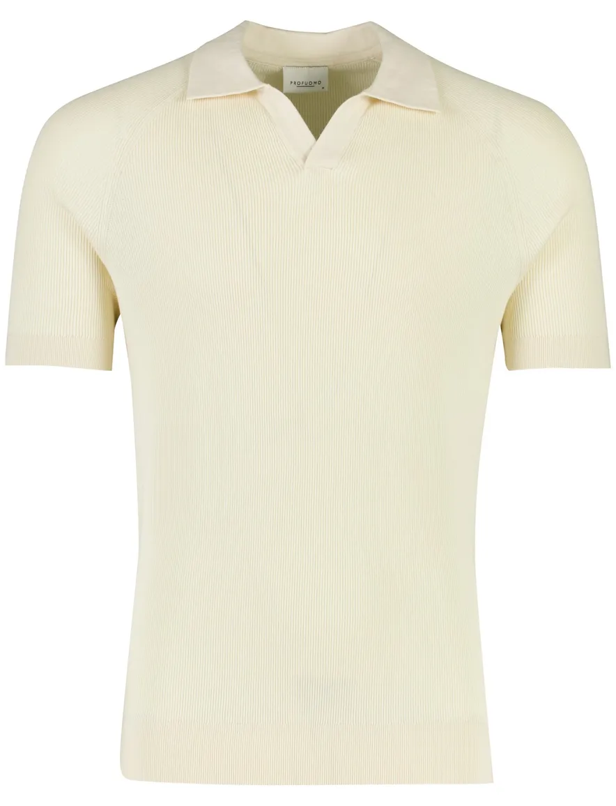 Profuomo poloshirt creme normale fit knitted