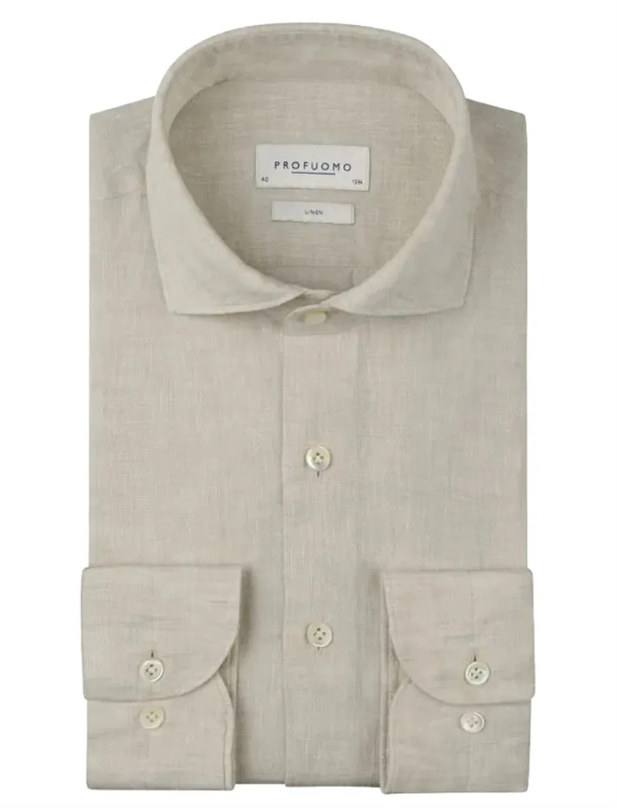 Profuomo overhemd beige cutaway