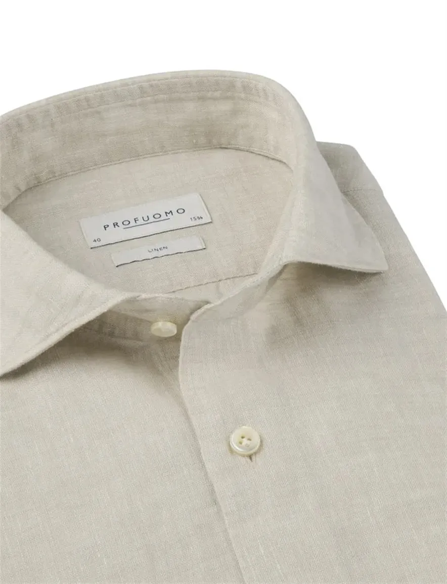 Profuomo overhemd beige cutaway