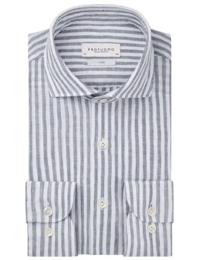 Profuomo Casual Profuomo overhemd linnen donkerblauw