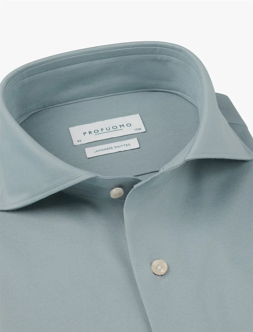 Lange mouwen overhemd Profuomo Japanese knitted turquoise