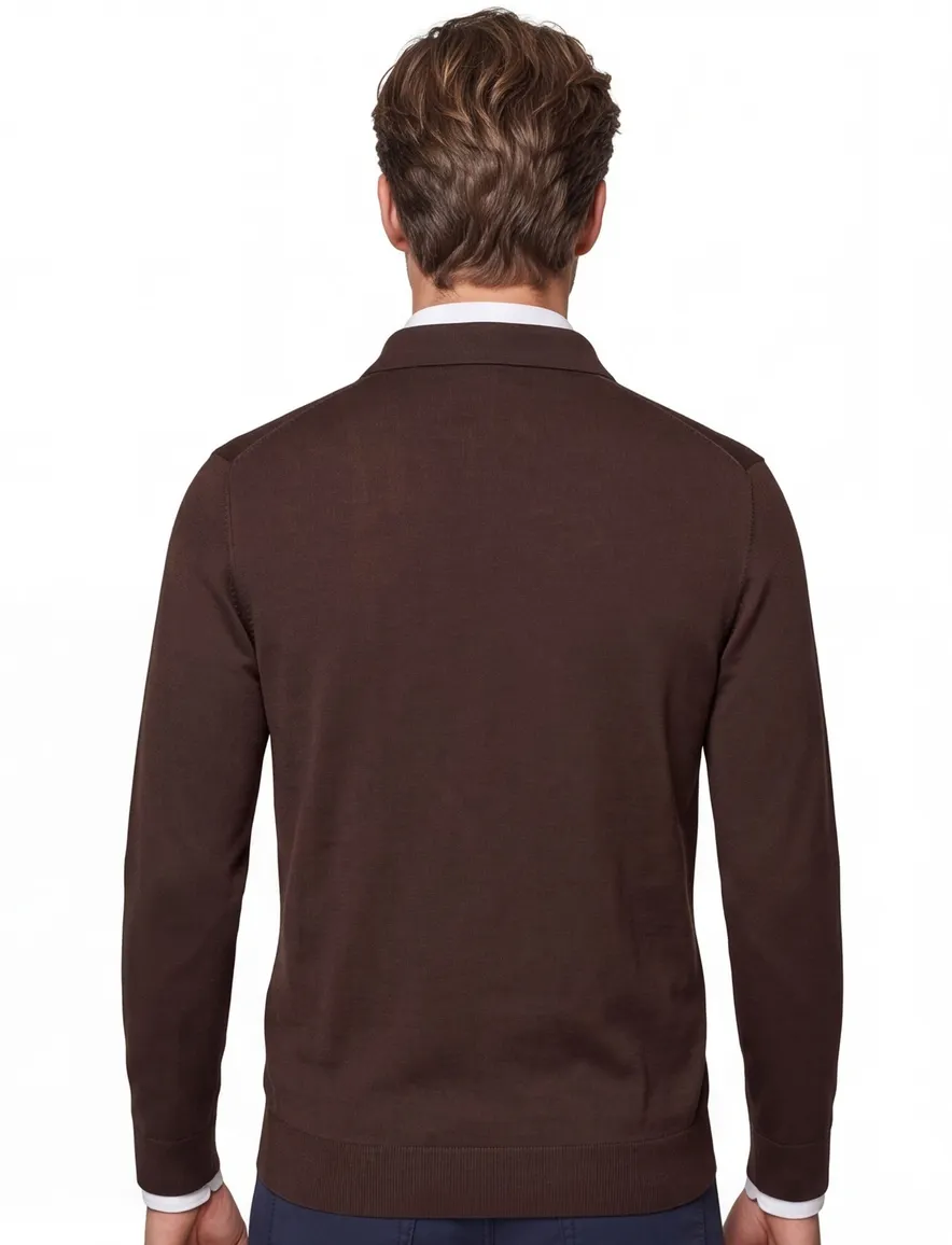Bruine polo normale fit 3 knoopjes Profuomo