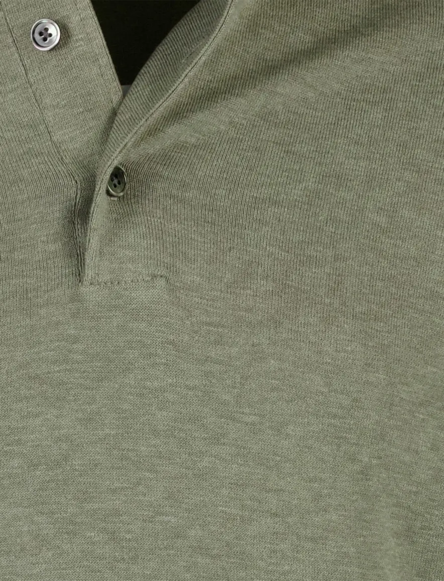 Groen gemeleerd poloshirt Profuomo normale fit 3 knoops