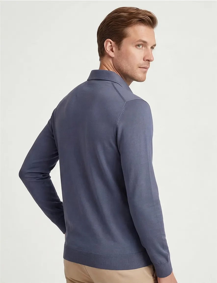 Blauwe polo 3 knopen Profuomo normale fit
