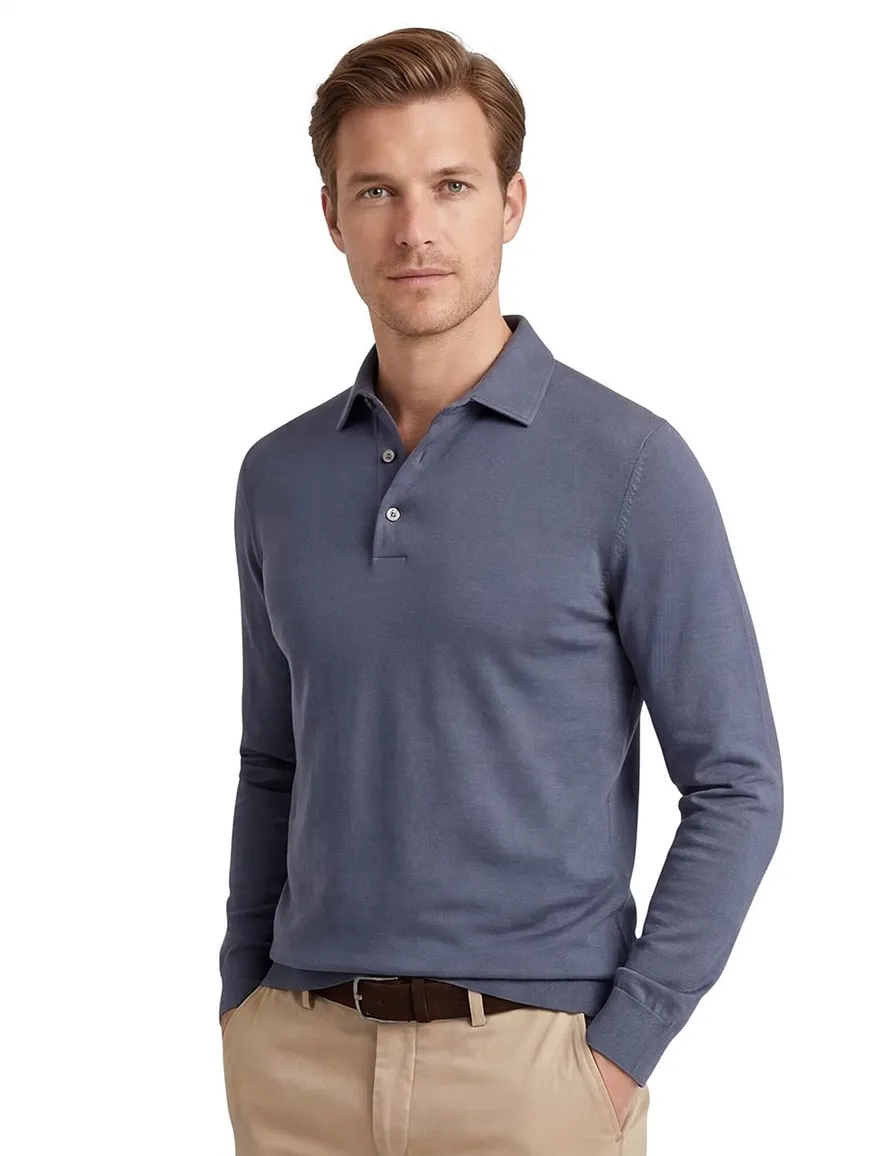 Blauwe polo 3 knopen Profuomo normale fit