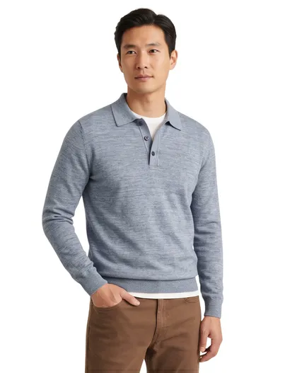 Profuomo Grijs poloshirt Profuomo normale fit gemeleerd
