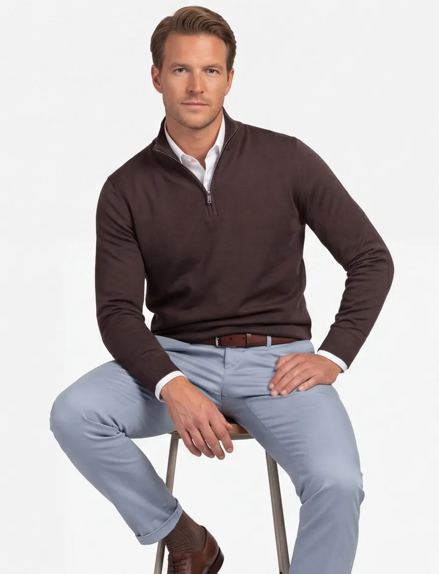 Profuomo half zip trui bruin
