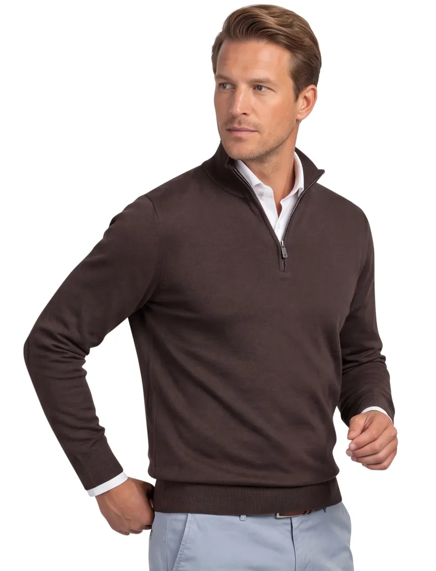Profuomo half zip trui bruin