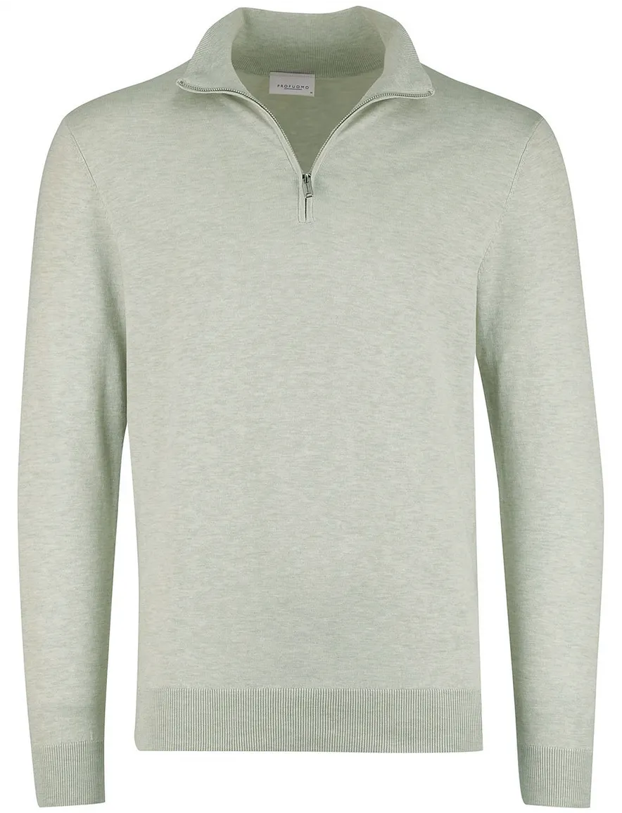 Profuomo half zip trui beige gemeleerd