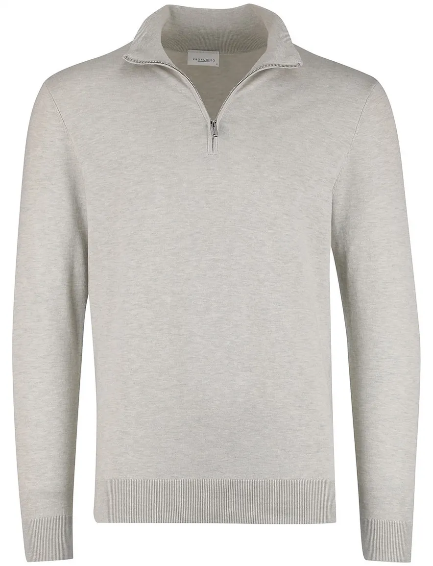 Profuomo half zip trui groen gemeleerd
