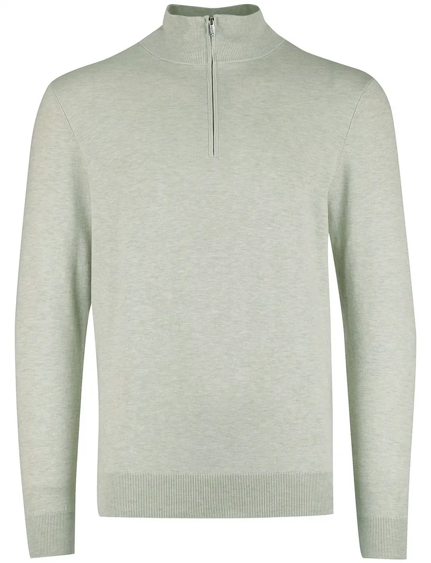 Profuomo half zip trui beige gemeleerd