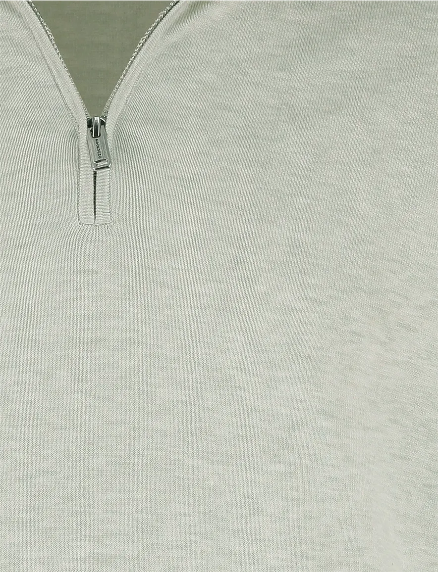Profuomo half zip trui beige gemeleerd