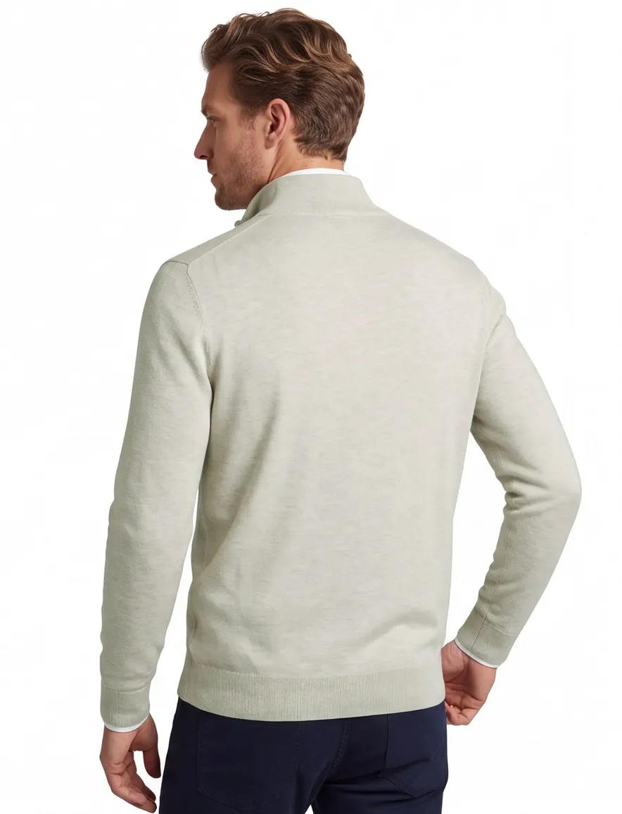 Profuomo half zip trui beige gemeleerd