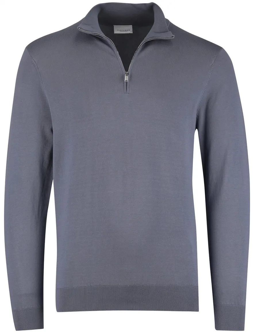 Blauwe Profuomo half zip trui tencel