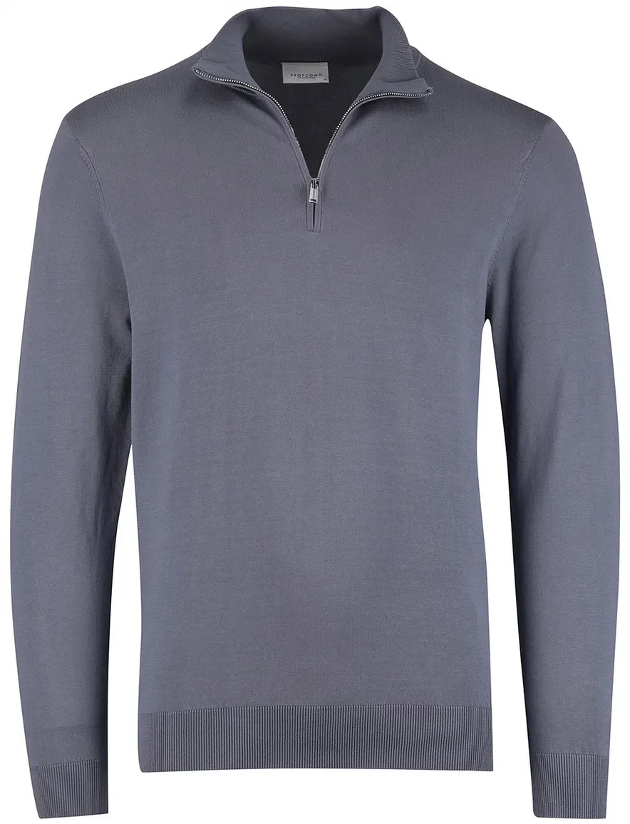 Profuomo half zip trui blauw