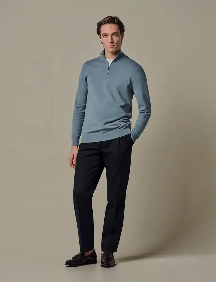 Profuomo half zip trui blauw