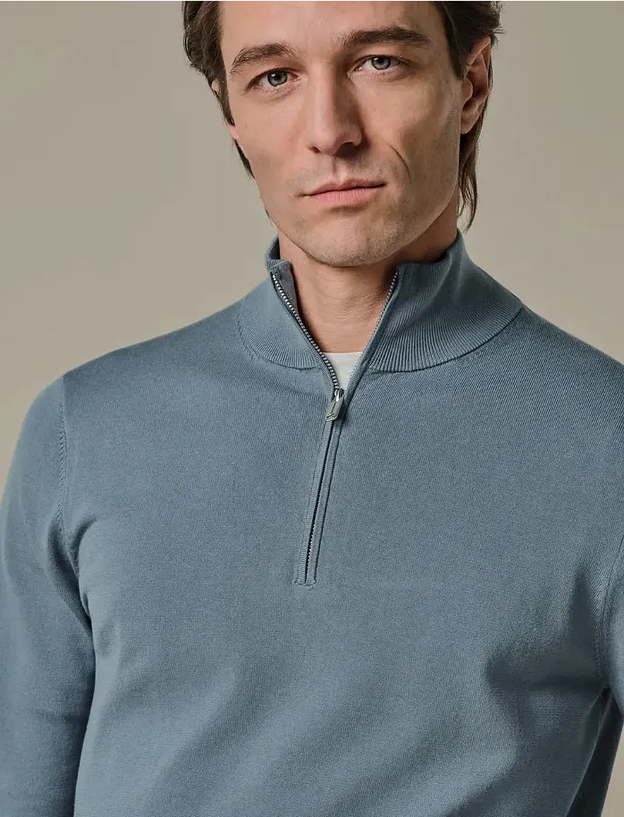 Profuomo half zip trui blauw
